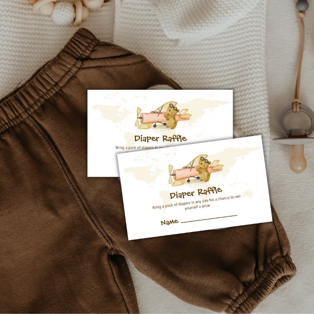 Explorer Map Airplane Diaper Raffle Baby Shower  Tilläggskort (Explorer Map Airplane Diaper Raffle Baby Shower Enclosure Card)