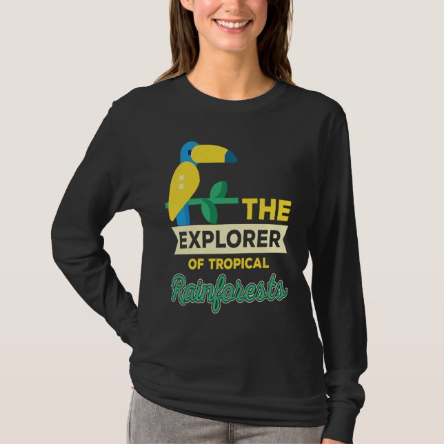 Explorer Of Rainforest Tropical Parrot Nature T Shirt (Framsida)