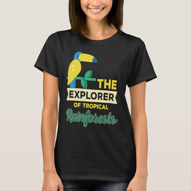 Explorer Of Rainforest Tropical Parrot Nature T Shirt (Framsida)