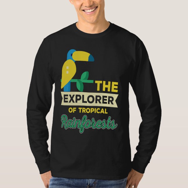 Explorer Of Rainforest Tropical Parrot Nature T Shirt (Framsida)