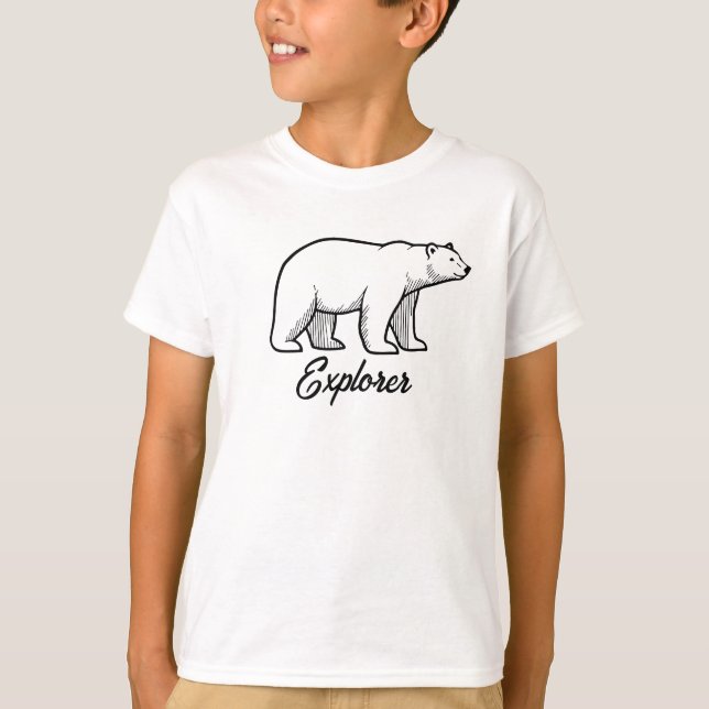 Explorer polar bear T-Shirt – Minimalist design (Framsida)