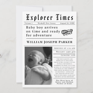 Explorer Times Nyfödd Födelse Meddelande