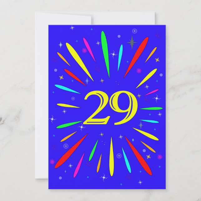 Explosion 29:e Födelsedagsfest inbjudan (Framsida)