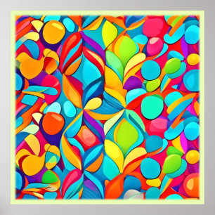 Explosion av Blommigten Vibrant Abstrakt Poster