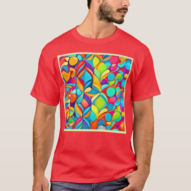 Explosion av Blommigten Vibrant Abstrakt T Shirt (Framsida)