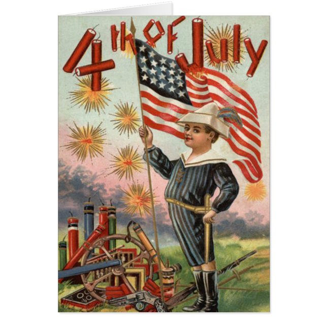 Explosion av Child US Flagga Fireworks Firecracker Hälsningskort (Framsidan)