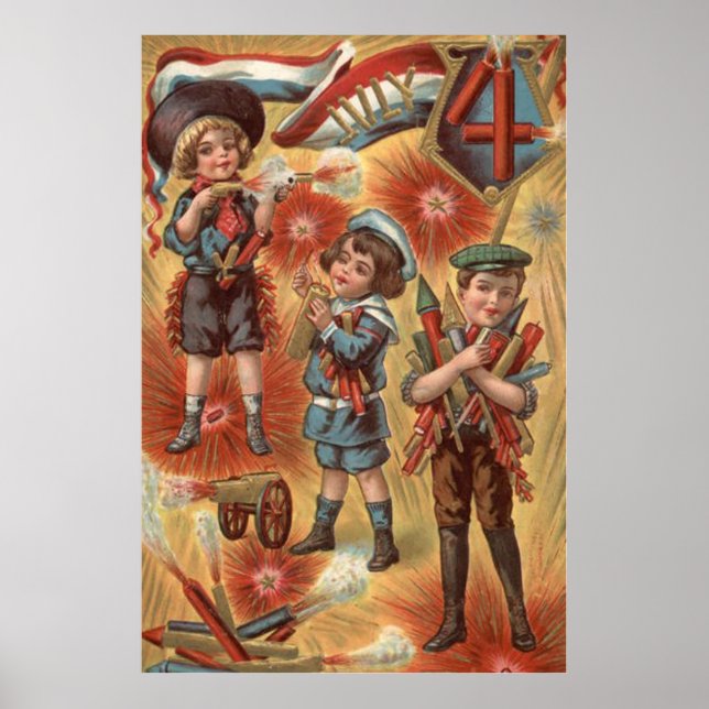 Explosion av Children Fireworks Firecracker Poster (Framsidan)