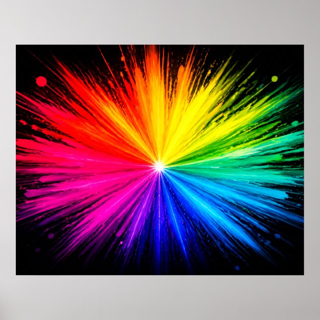 Explosion Av Färger av den Färgrika Regnbågsväggen Poster (Framsidan)