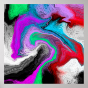 Explosion av färgfull marble Art Poster