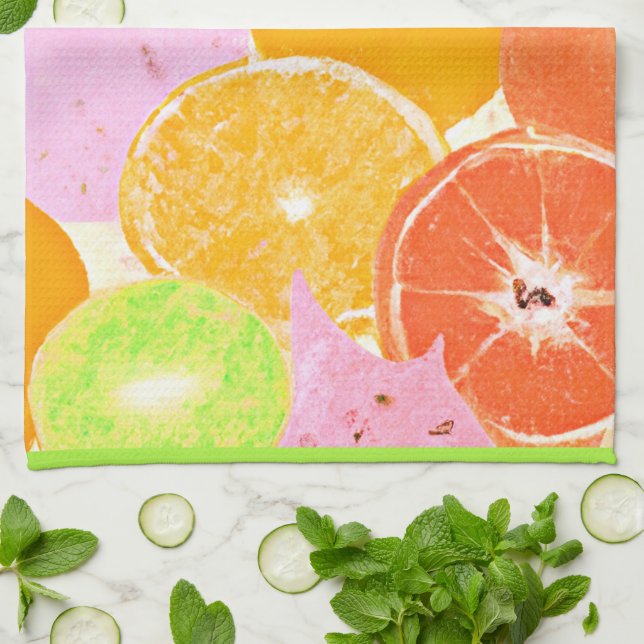 Explosion av färglös frukt kökshandduk (Vikta)