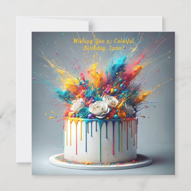 Explosion av Joy-Grattis på födelsedagen-kummel Magnetisk Inbjudningskort (Framsida)