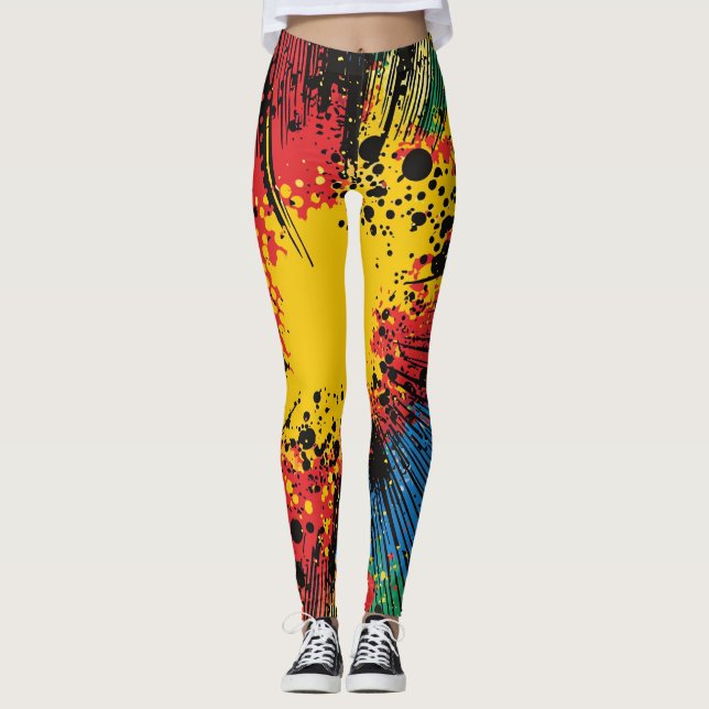 Explosion av poppkonst i tecknad Stil (10) Leggings (Framsida)