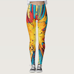 Explosion av poppkonst i tecknad Stil (11) Leggings