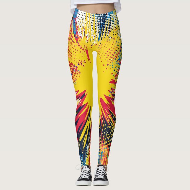 Explosion av poppkonst i tecknad Stil (3) Leggings (Framsida)