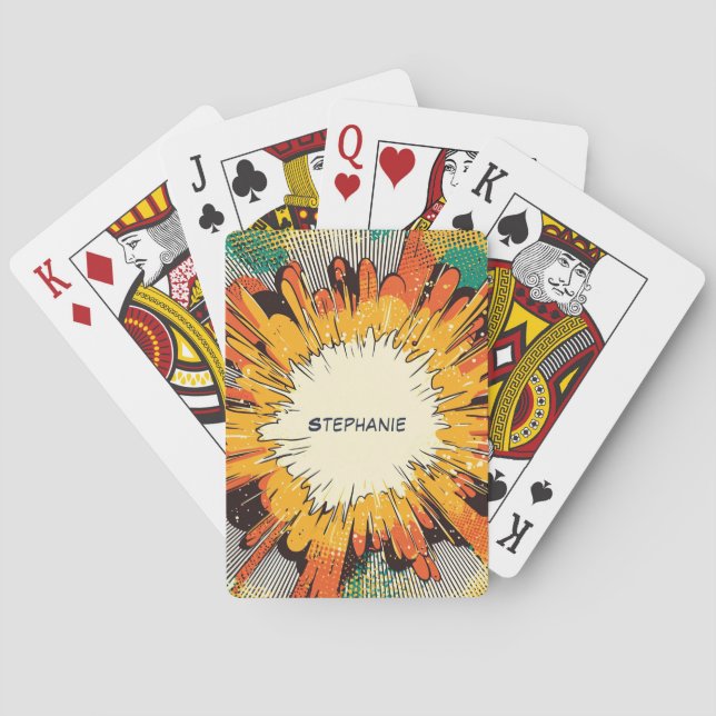 Explosion av poppkonst i tecknad Stil (6) Casinokort (Baksidan)