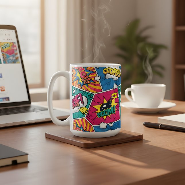 Explosion av Retro-Tecknad - Vibrant pop Art Kaffemugg (Skapare uppladdad)
