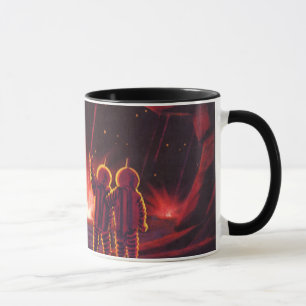 Explosion av röda planeter i vintage Science ficti Mugg