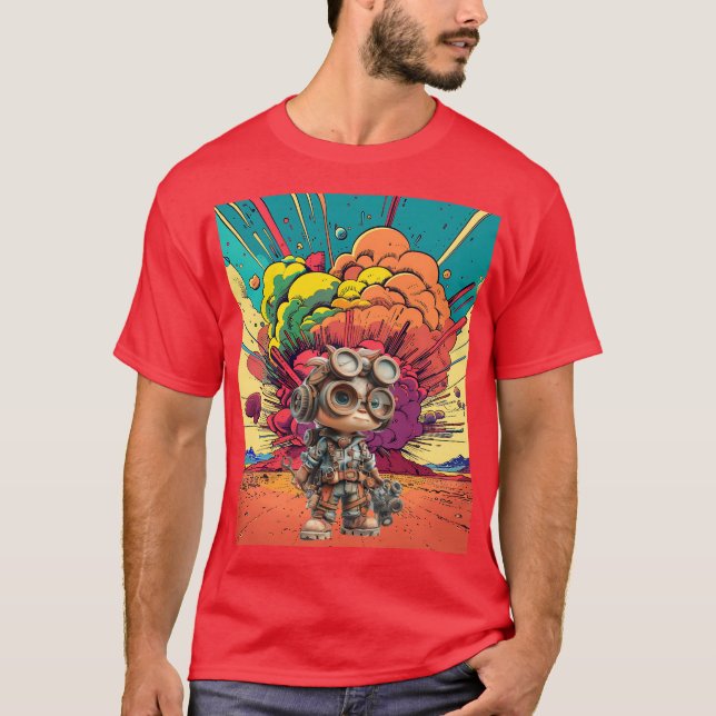 Explosion av Steampunk Mekanic Tecknad T Shirt (Framsida)