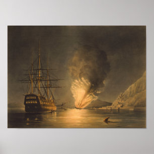 Explosion av USS-ångafrigaten Missouri Poster