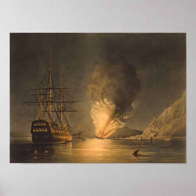 Explosion av USS-ångan Frigate Missouri Poster (Framsidan)