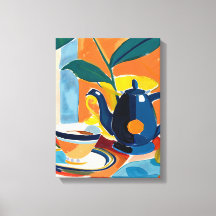 Explosión de Color: Arte Favista con Tetera y Taza