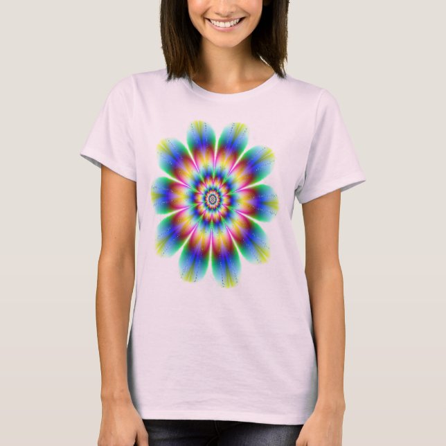 Explosion för Fractalblommaregnbåge Tee Shirt (Framsida)