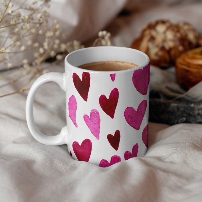 Explosionen i valentines day hjärtan - rosa och rö kaffemugg (Skapare uppladdad)