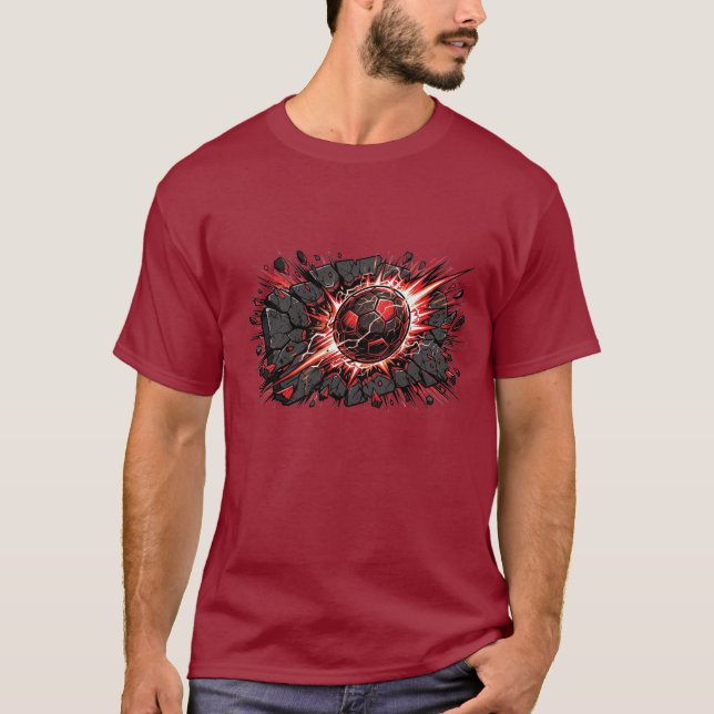 Explosiv Lava Fotboll Comic Art Design T Shirt (Framsida)