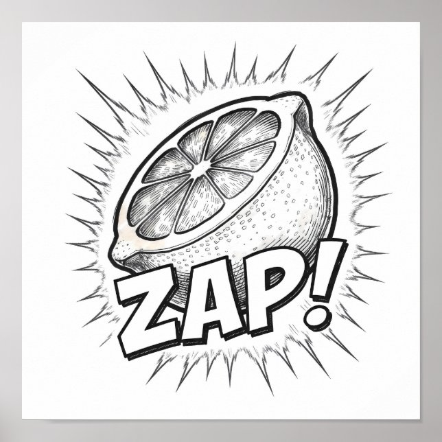 Explosiv Pop Art-grafik: Ivrig Zappande Zitronesse Poster (Framsidan)