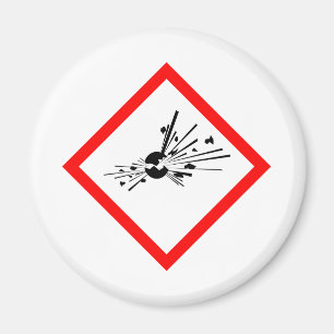 Explosiv varning undertecknar magnet