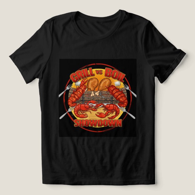 Explosive Grill vs. Boil Tee! 💥 🍽️ T Shirt (Design Framsida)