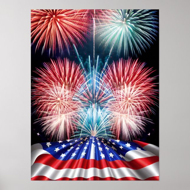 "Explosive Patriotic Fireworks: Celebrate with a B Poster (Framsidan)