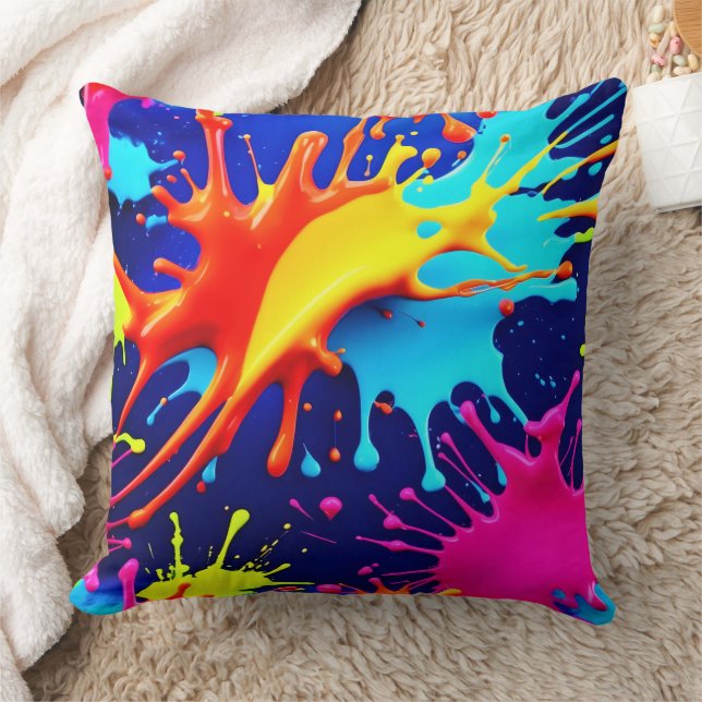 Explosivt Färg i Abstrakt Art Kudde (Filt)