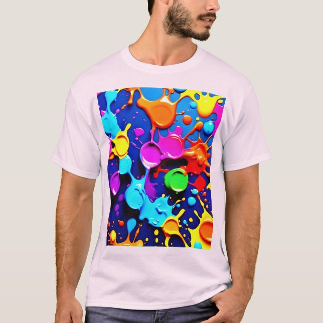 Explosivt Färg i Abstrakt Art T Shirt (Framsida)