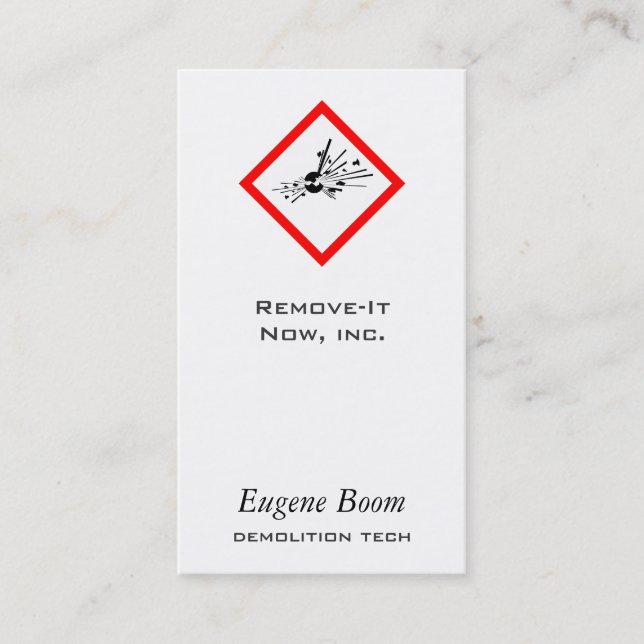 Explosivt varningstecken visitkort (Framsida)