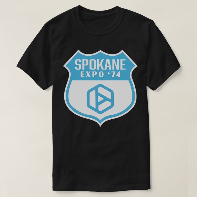 Expo 74 Spokane Worlds Fair Retro Shield Blue T Shirt (Design framsida)