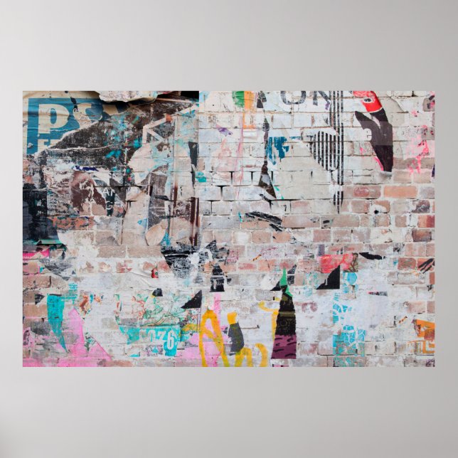 Exponerad vägg för avvanda murar med slipen gatupo poster (Framsidan)