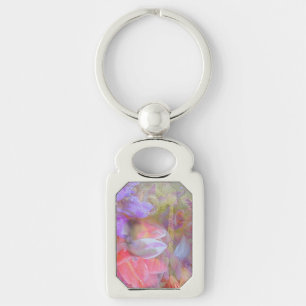 Exponering för blommor i Dubblan Fantasy Art Rektangulärt Silverfärgad Nyckelring