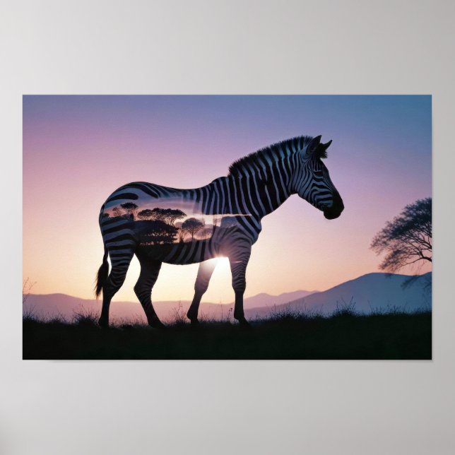 Exponering för Dubbla av zebra Djurart Wilderness  Poster (Framsidan)