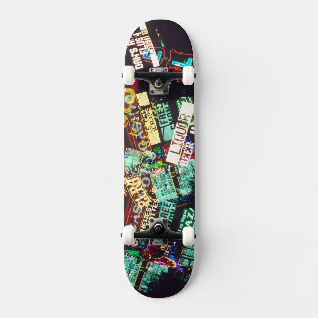 Exponering för Dubbla, kasinoskyltar, Las Vegas. Skateboard Bräda 20,5 Cm (Framsida)