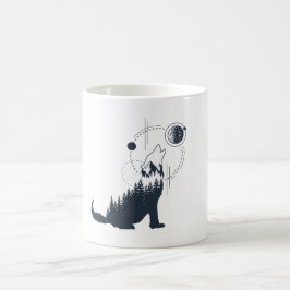 Exponering för modern geometrisk Varg Dubbla av sk Kaffemugg