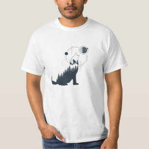 Exponering för modern geometrisk Varg Dubbla av sk T Shirt
