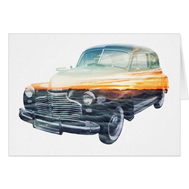 Exponering för solnedgång i dubblan fordon OBS kort (Framsidan Horizontal)