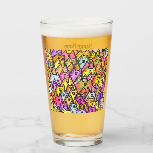 Exponeringsglas 021 - KATTER - lycklig timme Glaskopp (Framsida fylld)