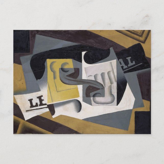 Exponeringsglas och Tidning, 1917 (olja på Vykort (Framsida)