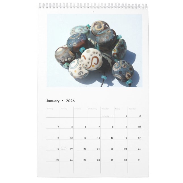 Exponeringsglas pryder med pärlor konst vid kalender (Jan 2026)