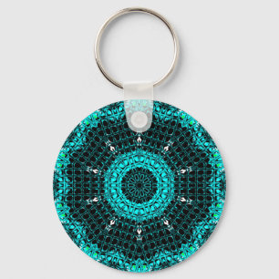 Exponeringsglas verkställer mosaisk Aquamarine Nyckelring