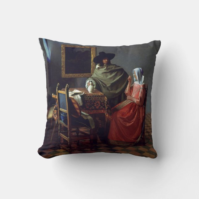 Exponeringsglaset av vin av Johannes Vermeer Kudde (Framsida)