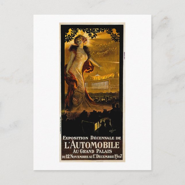 Exposition Decnale de l'Automobile - 1907 Vykort (Framsida)