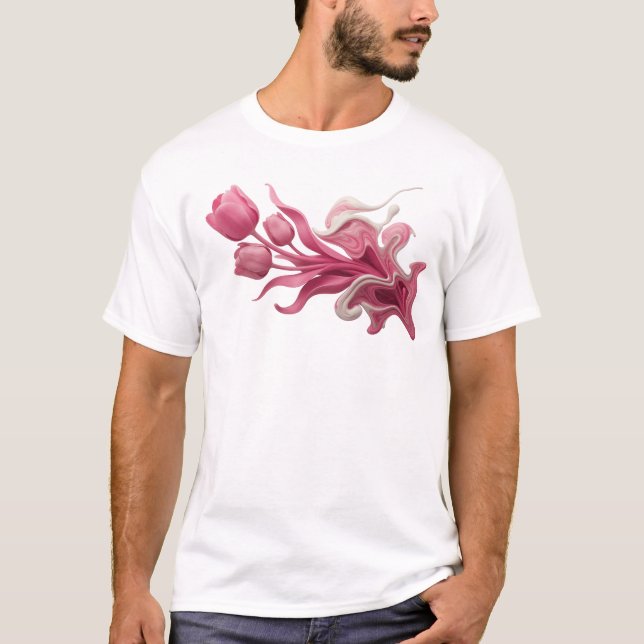 Expresiv ABSTRAKT BLOMMOR Konst Design T Shirt (Framsida)